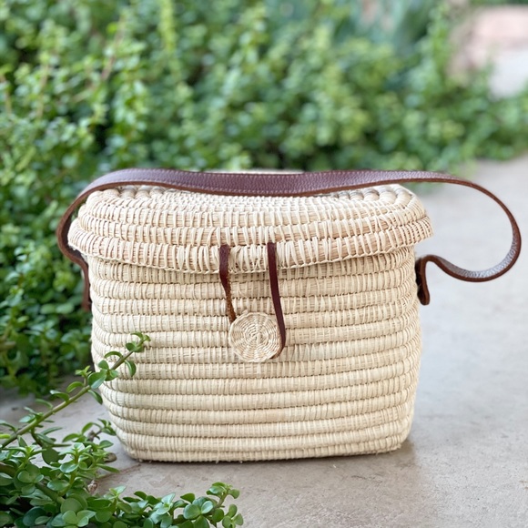 Sensi Studio Handbags - Sensi Studio Revolve Wicker Leather Basket Handbag